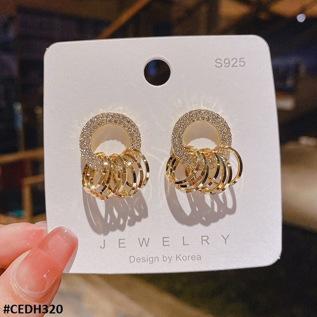 CIRCLE EAR DROP EARRINGS PAIR
