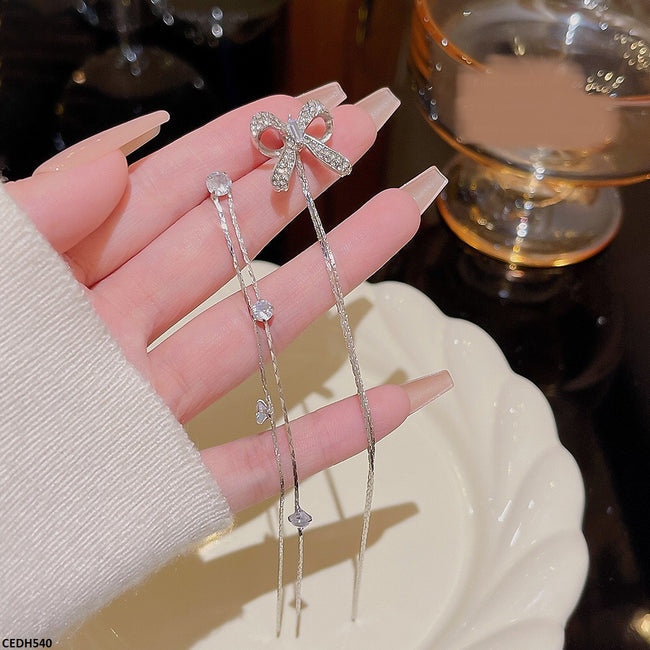 BOW CHAIN DROP EARRINGS