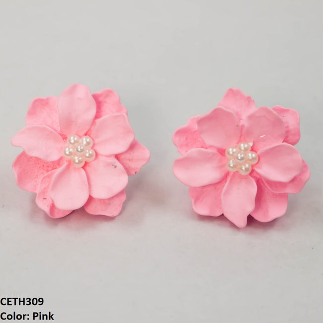 FLOWER STUD TOPS PAIR
