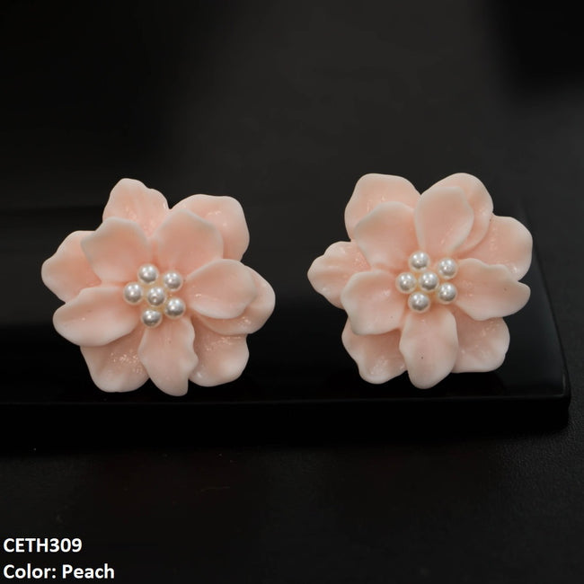 FLOWER STUD TOPS PAIR