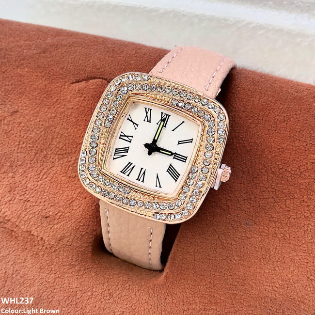 SQUARE DIAL LEATHER STRAP WATCH