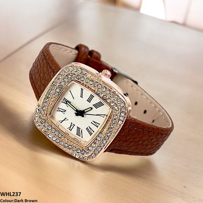 SQUARE DIAL LEATHER STRAP WATCH
