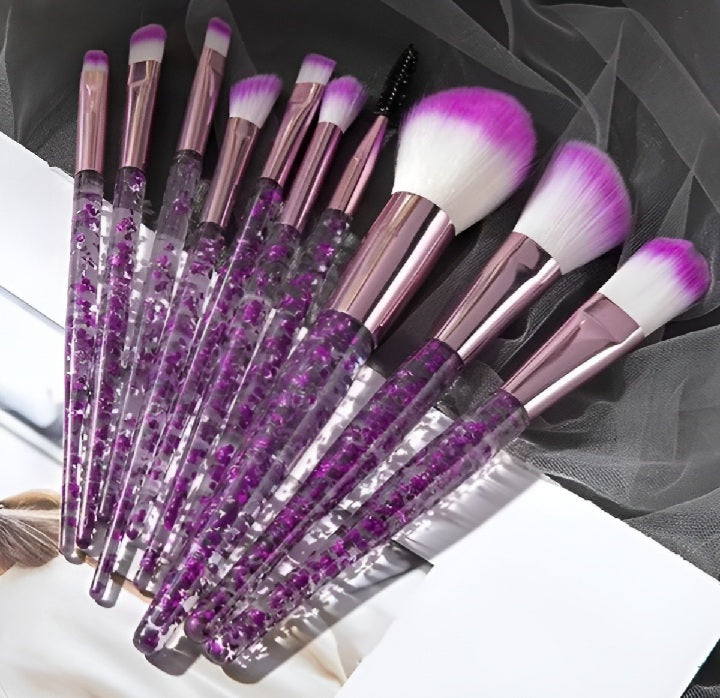10 pcs GLITTER MAKEUP BRUSHES SET