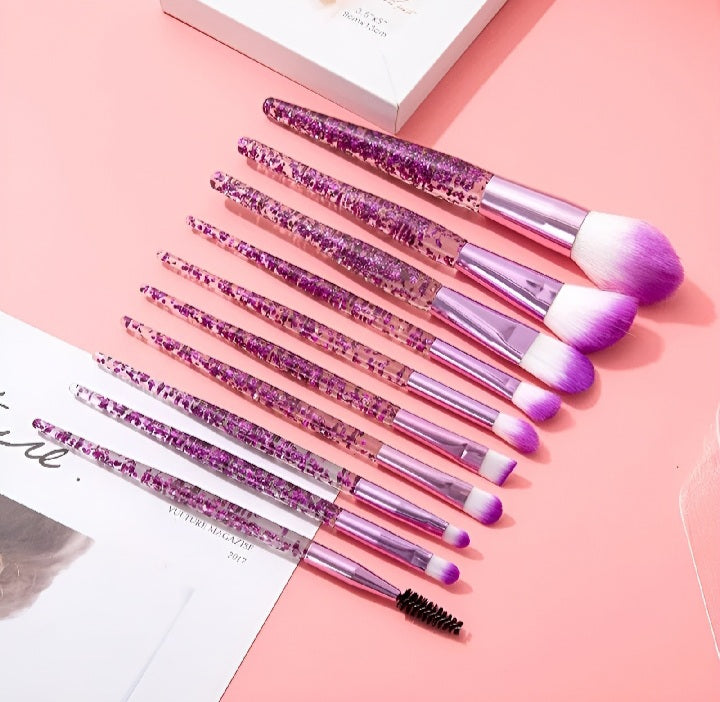 10 pcs GLITTER MAKEUP BRUSHES SET