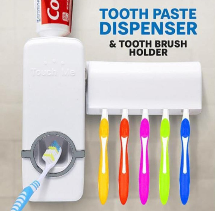 TOOTHPASTE DISPENSER WITH 5 BRUSH HOLDER