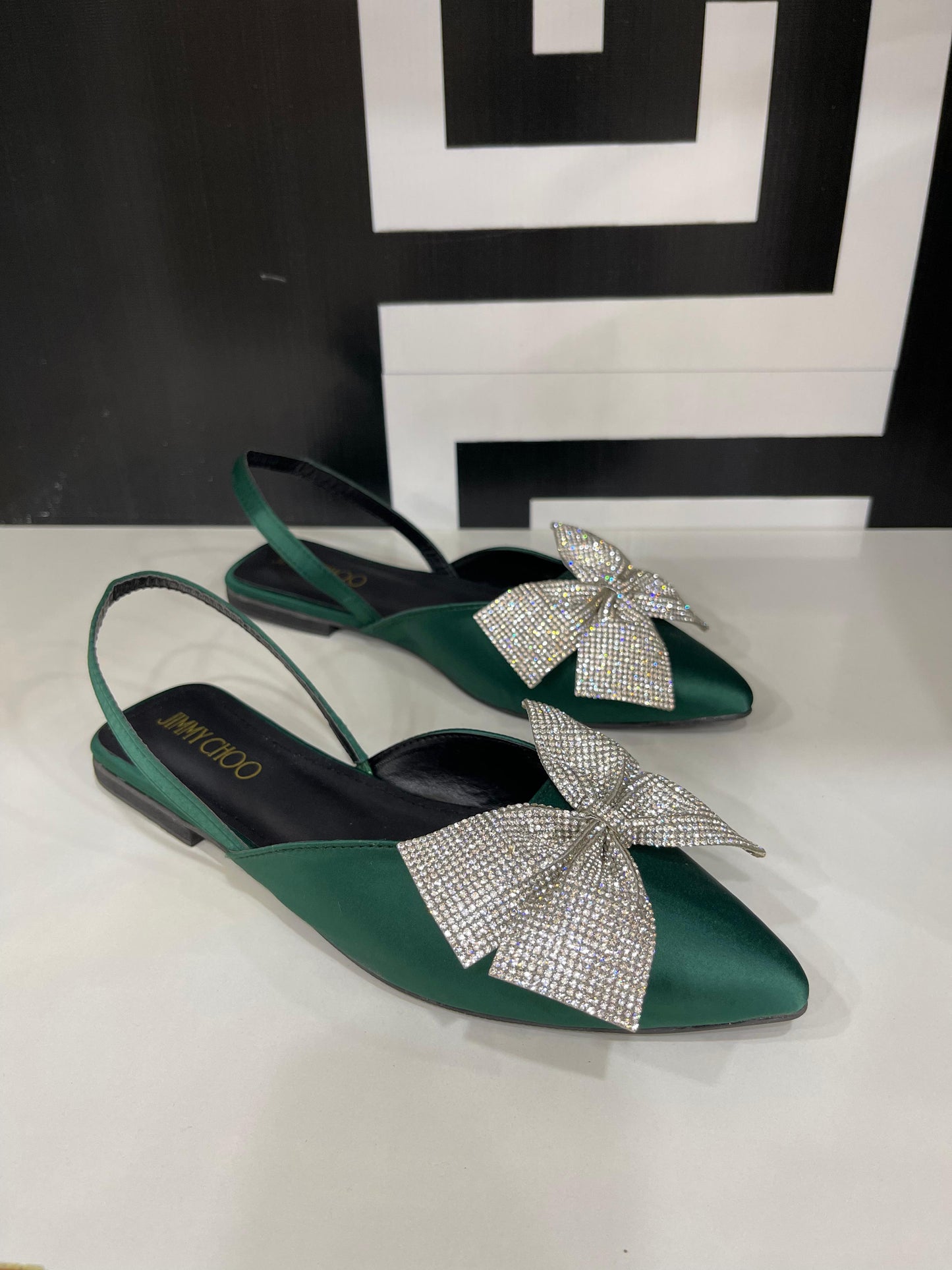 RHINESTONE BOW FLAT PUMPS